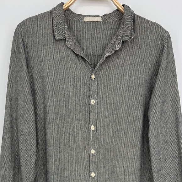 CP Shades Button Front Tunic Shirt Size Medium Gray Stripe 100% Cotton Casual - Picture 3 of 11